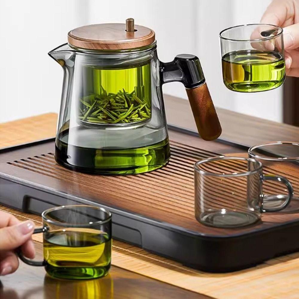 Heat Resistant Tea Separation Glass Teapot 650ML One-button Filtering Teapot  Home