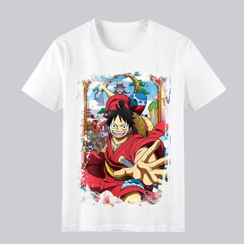 One Piece Luffy Printed Pattern Tshirt and No Country Casual Comfortable and Highquality Cotton Parentchild Wear