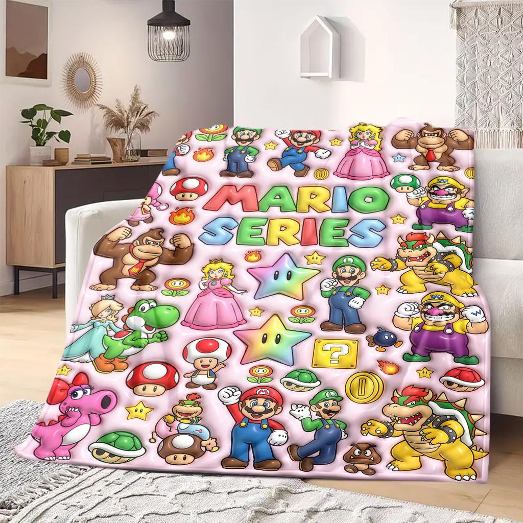 Mario Anime Print Blanket Warm  Comfortable Flannel Blanket Suitable for Bedrooms, Sofas, Beds, Chairs, Picnics, Travel