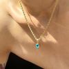 Evil Eye Blue Pendant Necklace for Men Fashion Trendy Hip Hop Stainless Steel Jewelry
