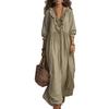 New Striped Ruffled High Waist V-Neck Loose Dress