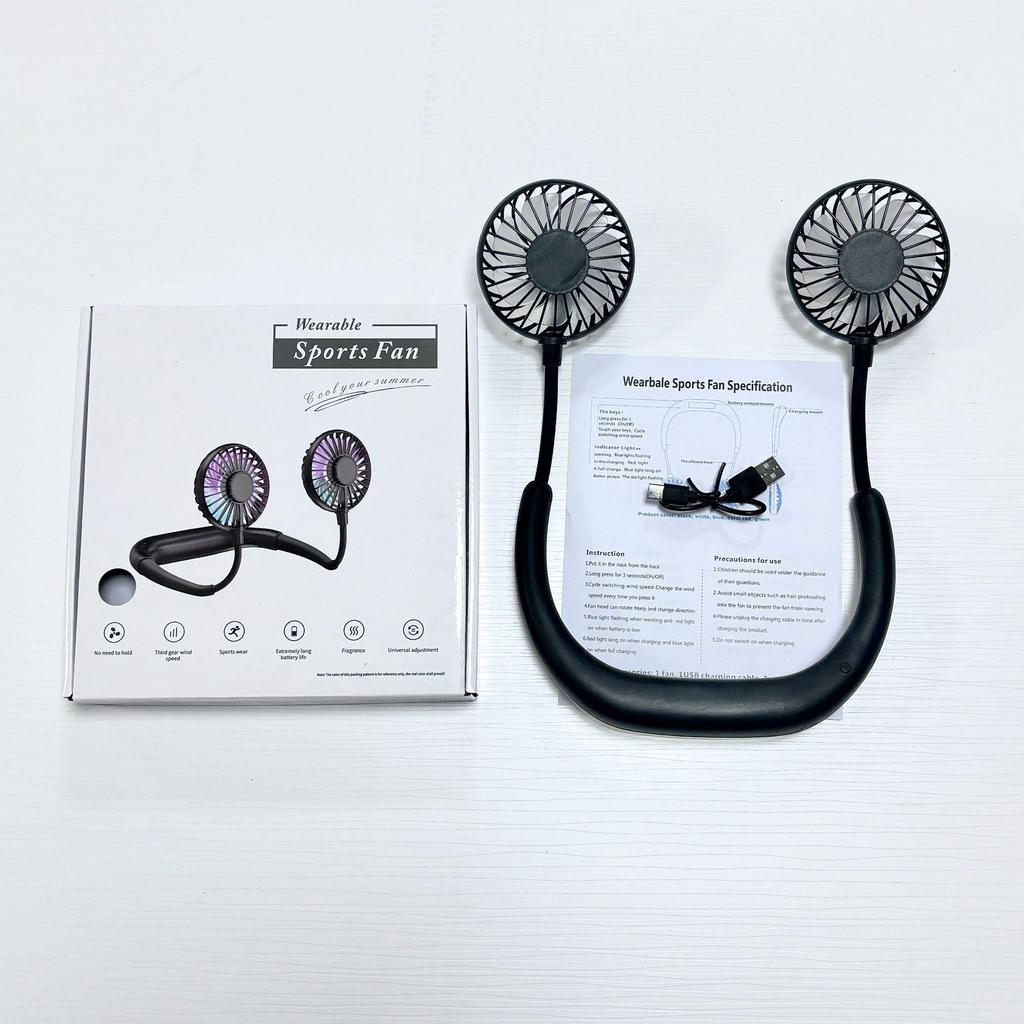 2025 Faltbarer tragbarer Nackenventilator, USB wiederaufladbar, Lange Akkulaufzeit, Leise Kühlung, 3. Gen