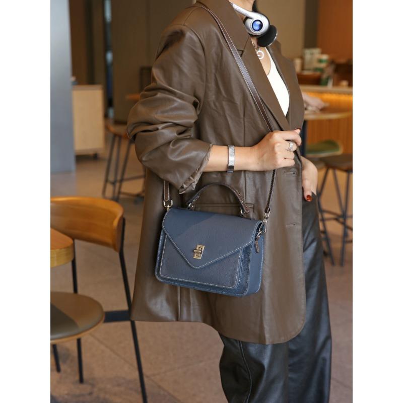 Genuine Leather Women's Bag Handbag for Women's Commuting Bag Summer New Postman Bag French Crossbody Bag Small Square Bag