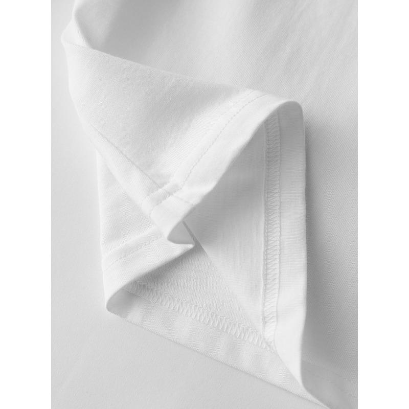 European sizes Spring/Summer New Arrival: Men'S Casual Short-Sleeve T-Shirt in White with Nature-Inspired Print