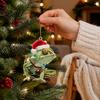 Decorative Animal Figurines for Home Christmas Hanging Ornaments with Lanyard, Cute Double Sided Pendant 2026 Holiday Tree Pendants Santa Hat, 2D Flat