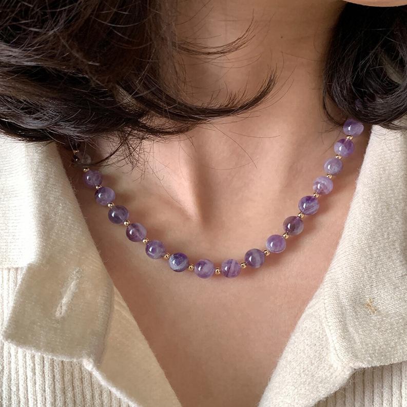 

Натуральный аметистовый ожерелье из бусин женское в национальном стиле простое с высоким чувством класса цепочка на ключицу модные легкие роскошные темпераментные универсальные украшения