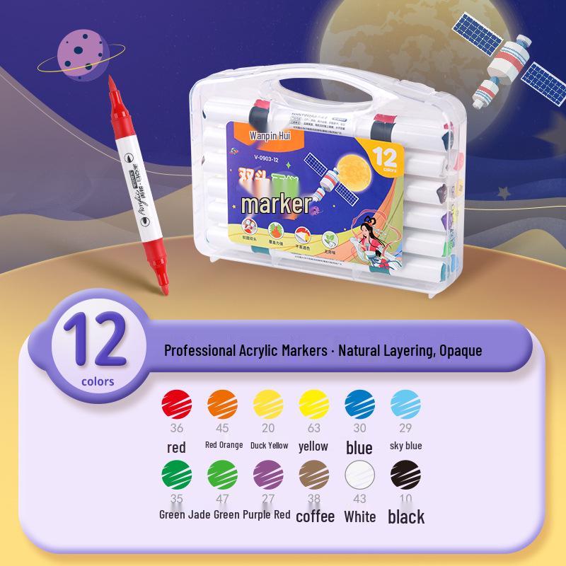 48 Color Dual-Tip Acrylic Markers - Washable Art & Graffiti Pens