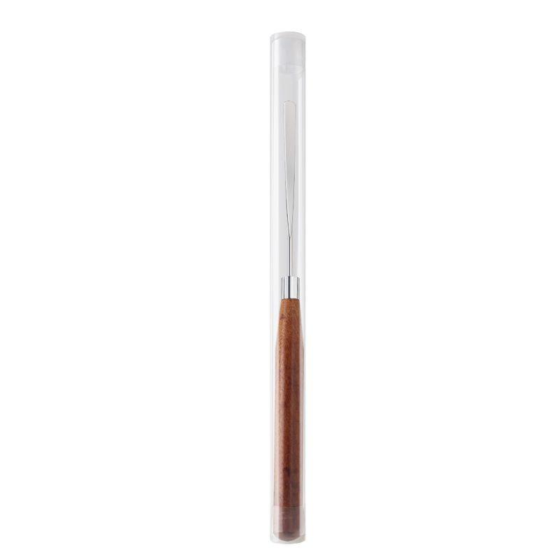 Japanese Wooden Tone Nail Art Mixing Stick with Stainless Steel Rhinestone Gel Polish Stirrer