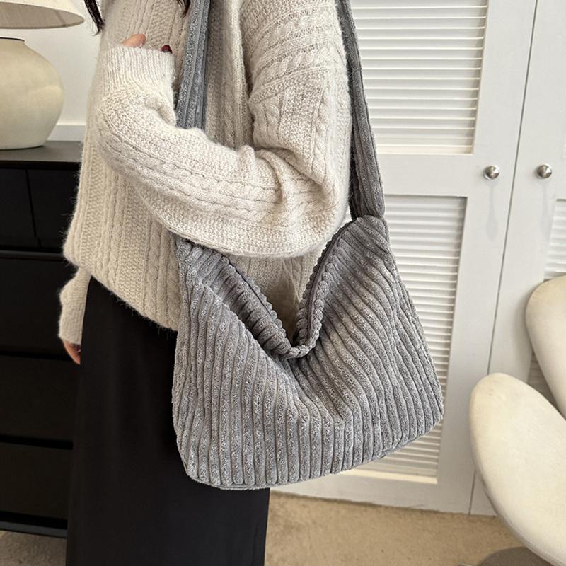 Winter Tote Bag for Women Large Capacity Handbags Casual Shoulder Bags Trend Female Corduroy Shopper Crossbody Bag