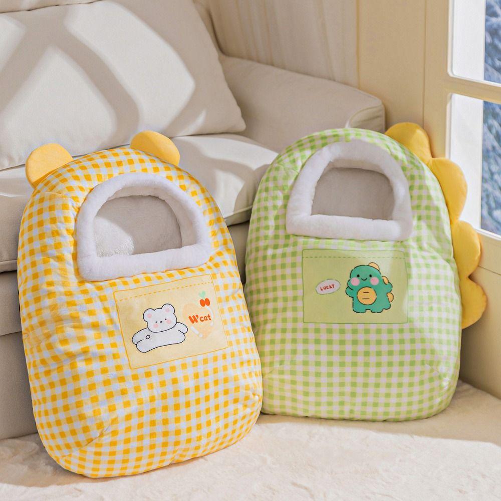Semi-Enclosed Pet Warm Nest Cartoon Cat Cave Bed Pet Cave Cat Sleeping Bag  Indoor