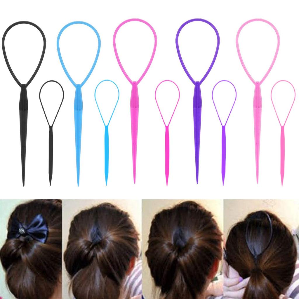 2 pezzi/set creatore di coda di cavallo anello di plastica nero clip coda di cavallo accessori per capelli treccia creatore strumento di styling per donne ragazze
