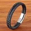 Men Jewelry Punk Black Blue Braided Leather Bracelet for Men Stainless Steel Magnetic Clasp Fashion Bangles Gifts 6 Colors