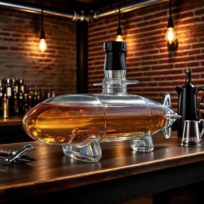 Karafka do Whiskey w kształcie łodzi podwodnej Czerwone Wino Whiskey Likier Szklana Butelka Kształt Łodzi Podwodnej Butelki do Imprezy Baru