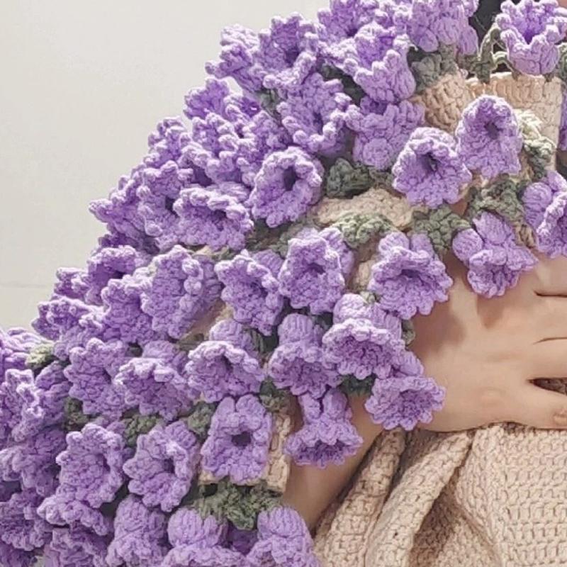 Handmade Wool Diy Bouquet Blanket Crochet Blanket Gift For Mother,Girlfriend,Sofa Blanket Surprise Flower Bouquet