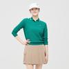 CHALLENGER Women'S Essential Color Block Ribbed Long Sleeve Collared T-Shirt Green