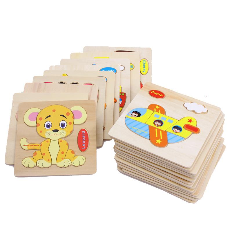 English Letter Building Block Wood Animal Jigsaw Puzzle Children Cognition Intelligence Toy For Toddlers Early Educational Gifts