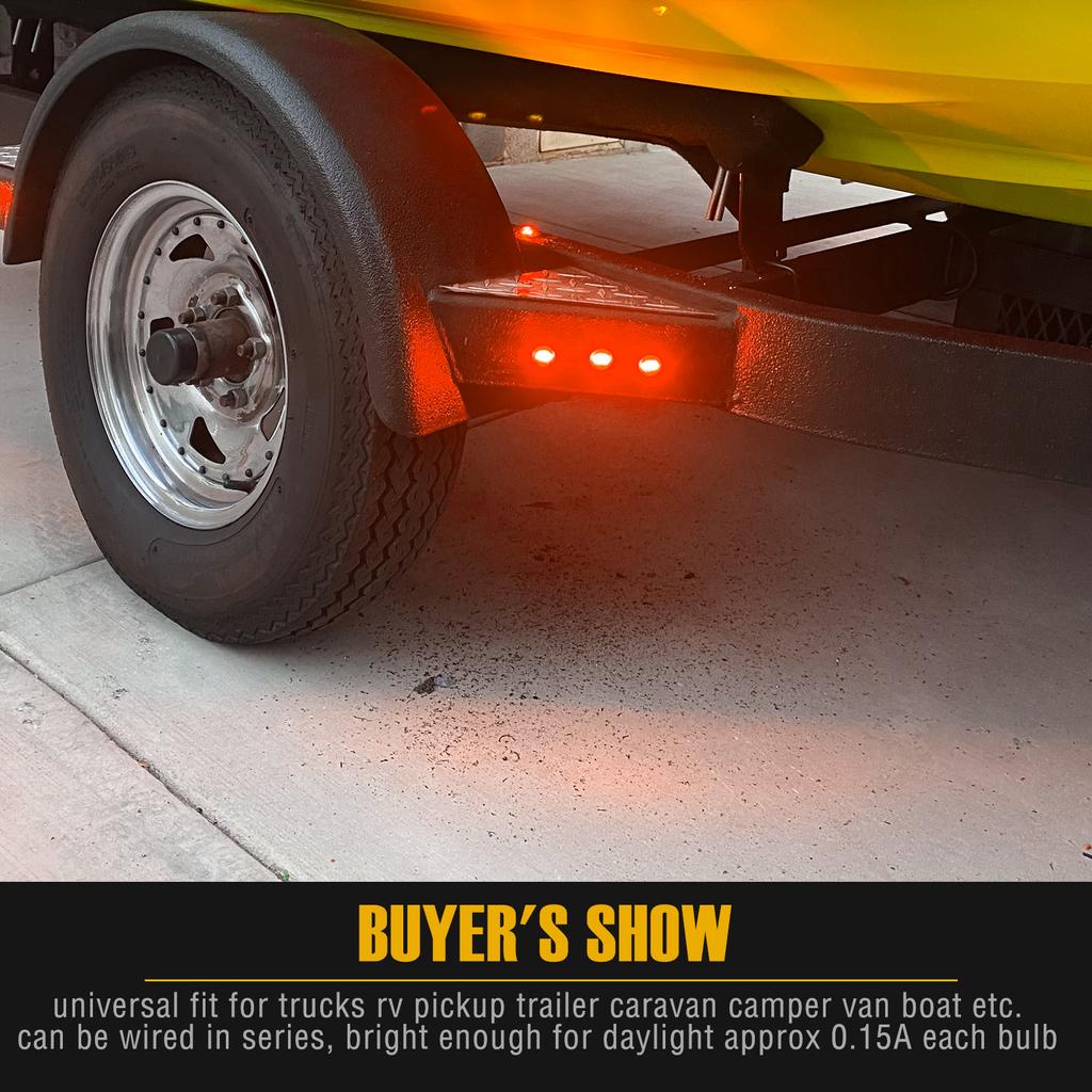 4Pc 3/4 Inch Mount Red LED Rear Side Marker Bullet Clearance Light for Truck Trailer Cab Marker Boat 12V Waterproof IP68 DOT SAE