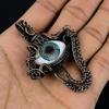 Evil Eye Pendant, 999 Copper Wire Wrapped Gemstone Jewelry, Handmade Pendant, For Mother Day