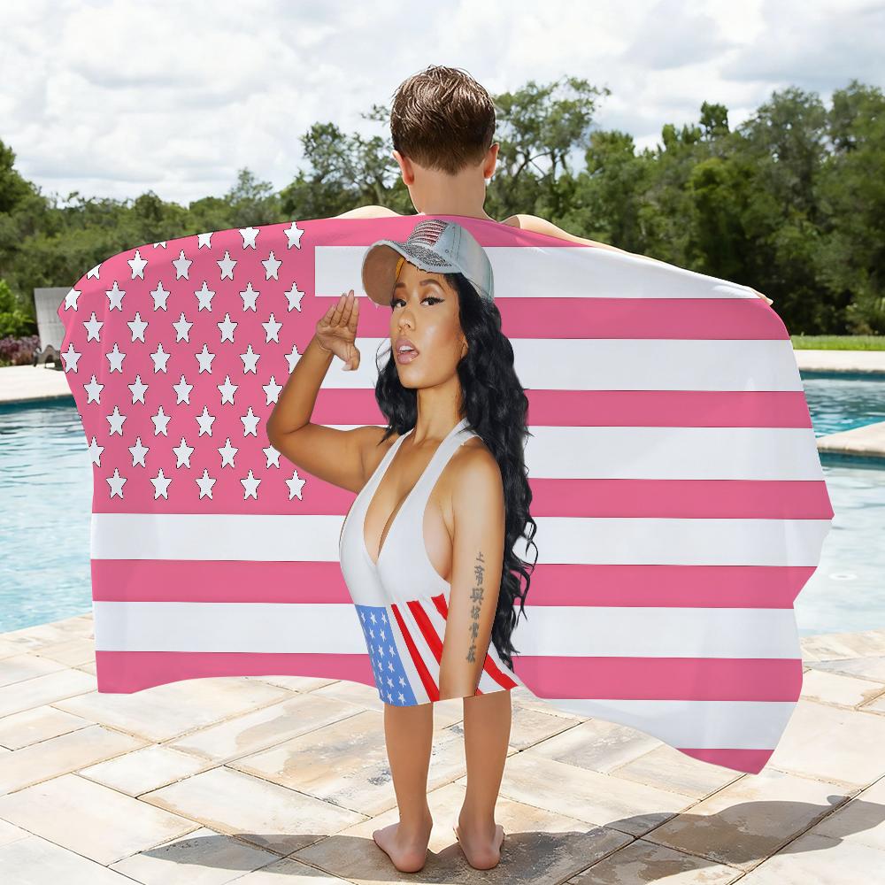 Lang Pattong White Singer Nicki Minaj Flag Towel Quick Drying Beach Towels Are Suitable For Swimming Pools Camping Yoga And The Gym