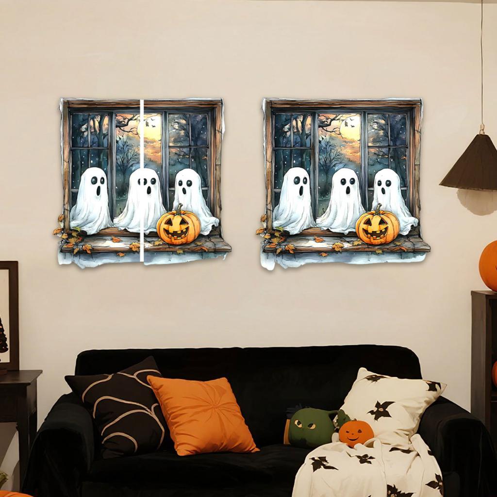Halloween New Horror Pumpkin Black Skeleton Sticker Bedroom Living Room Background Holiday Decoration Wall Sticker