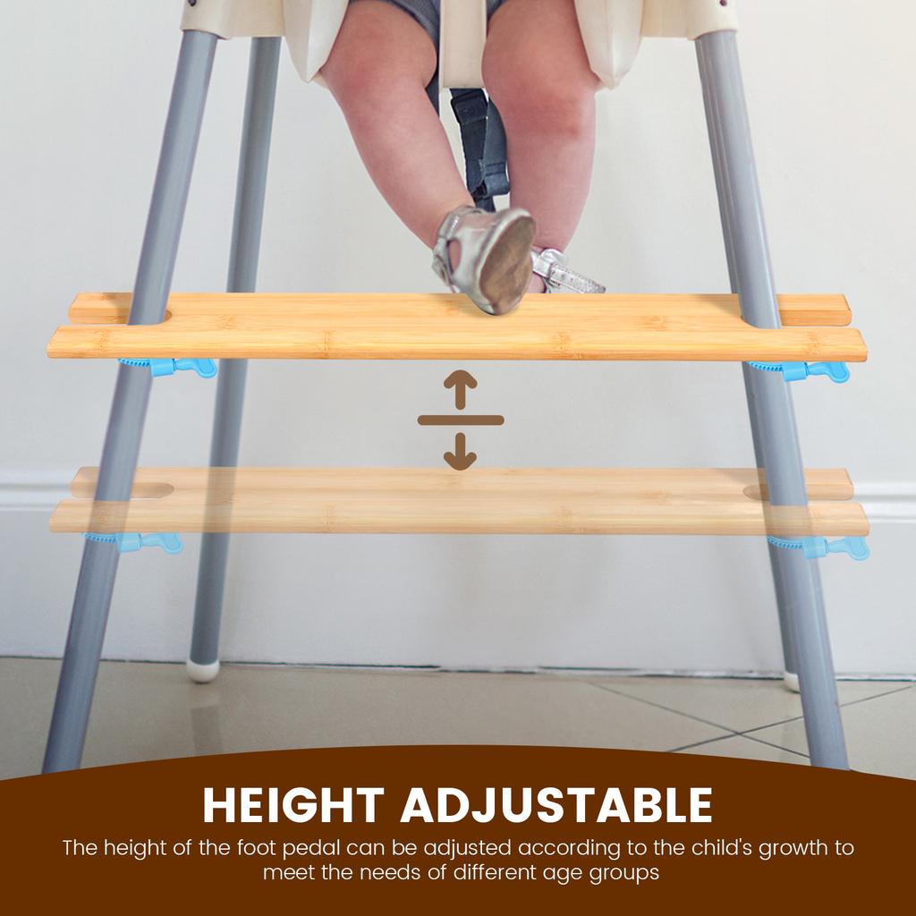 2Pcs Bamboo Baby High Chair Foot Rest Adjustable Height Easy to Install Non-slip Stable Highchair Accessories Kids Babies Stuff