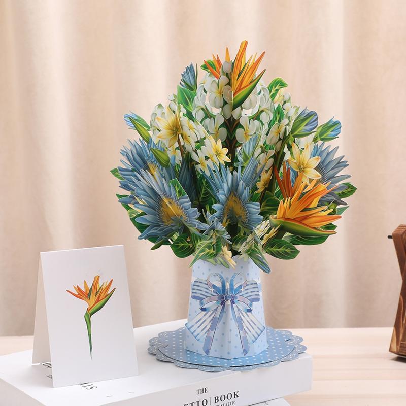 Carving Flower Mother'S Day Birthday Greeting Card Wishing Handmade 3D Pop Up Greeting Card Creative Paper Thank You Card