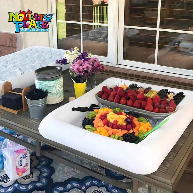 1pc Inflatable Food Tray Ice Bar For Swimming Pool Iced Porous Harmless Holder Pool Party Ice Storage Tank Fruit Beverage Bucket