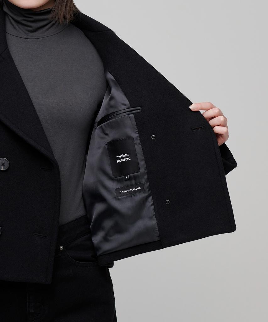 Musinsa Standard Woman Women'S Cashmere Blend Short Pea Coat [Black]
