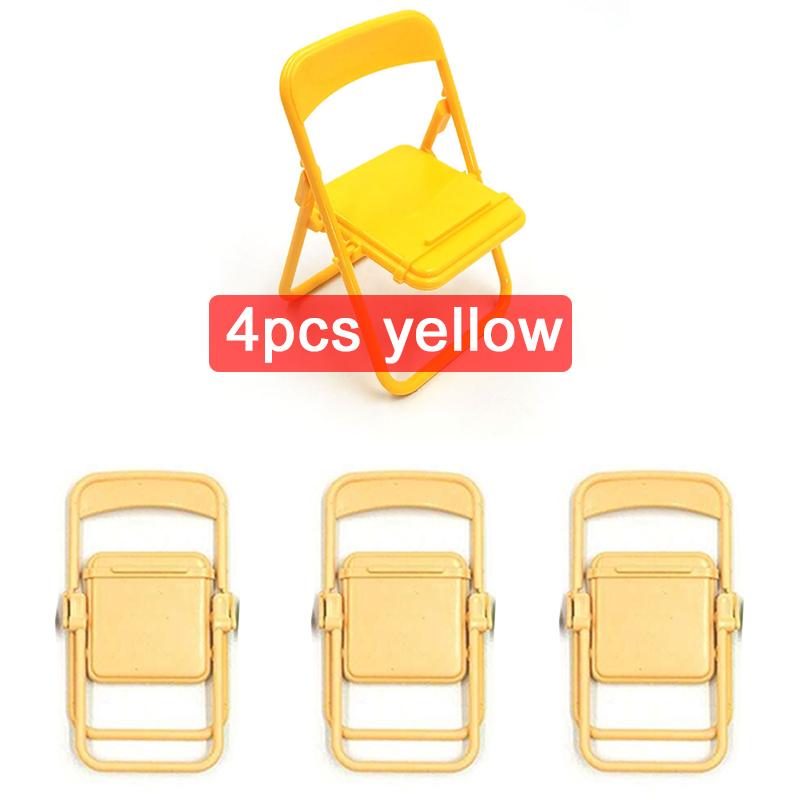 4pcs Mini Folding Chair Plastic Mobile Phone Holder Macaron Color Desktop Decoration Cute Portable Bench Mini Toys Support TMZ