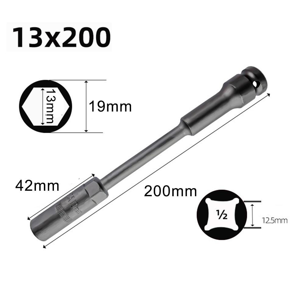 8-19mm Extra Long Socket Hex Nut Socket Wrenches Automobiles Repair Tools 1/2 Interface Wrench Extension Bar Hand Tools