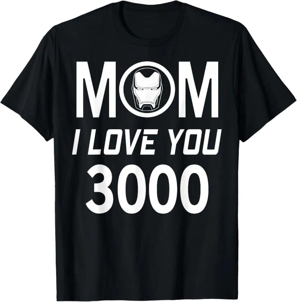 Iron Unisex Mom I Love You Three thousand times Tshirt Marvels moving gift a cozy cotton shortsleeved Tshirt for Mom S