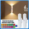 2PCS Rechargeable Magnetic LED Night Light RGB Sunset Lamp Wireless Wall Lamp With Motion Sensor For Stair Cabinet Hallway Room Decor
