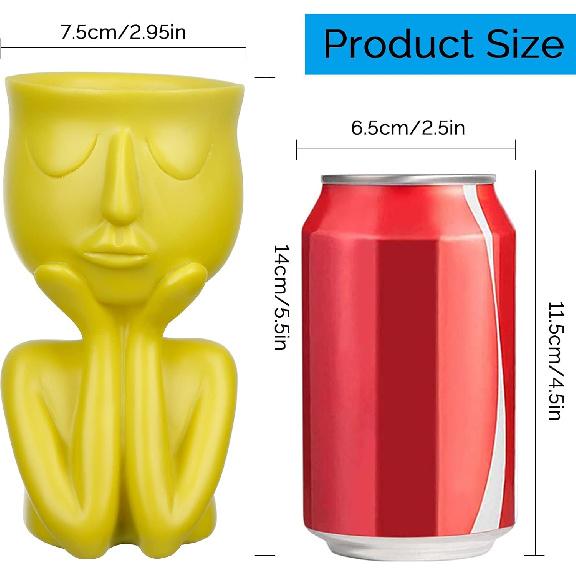 Resin Head Planter Face Flower Pot 6 inch Tiny Human Shaped Flower Vases Succulents Pots Desktop Decoration for Home Office Indoor Outdoor Gardening