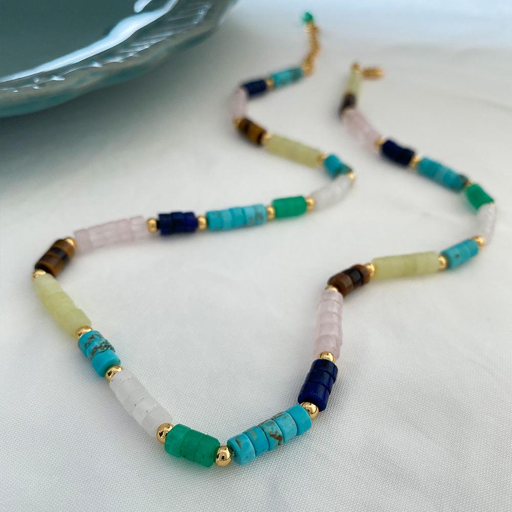 European & American Retro Minimalist Beaded Natural Stone Women's Necklace - Elegant Layered Clavicle Chain