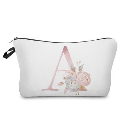 Bolsa de Maquiagem Estampada com Letras Florais para Mulheres Organizador de Artigos de Higiene Pessoal Estojo de Armazenamento para Viagem 6686