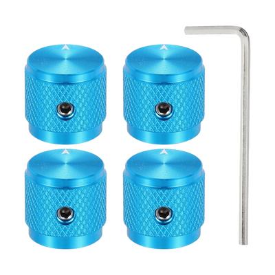 Uxcell Alüminyum Potansiyometre Evrensel Ses Ton Kontrol Düğmesi Ok Göstergeli Mavi 4 Parça Düğme, 1/4" (6mm) Gitar, 5/8"