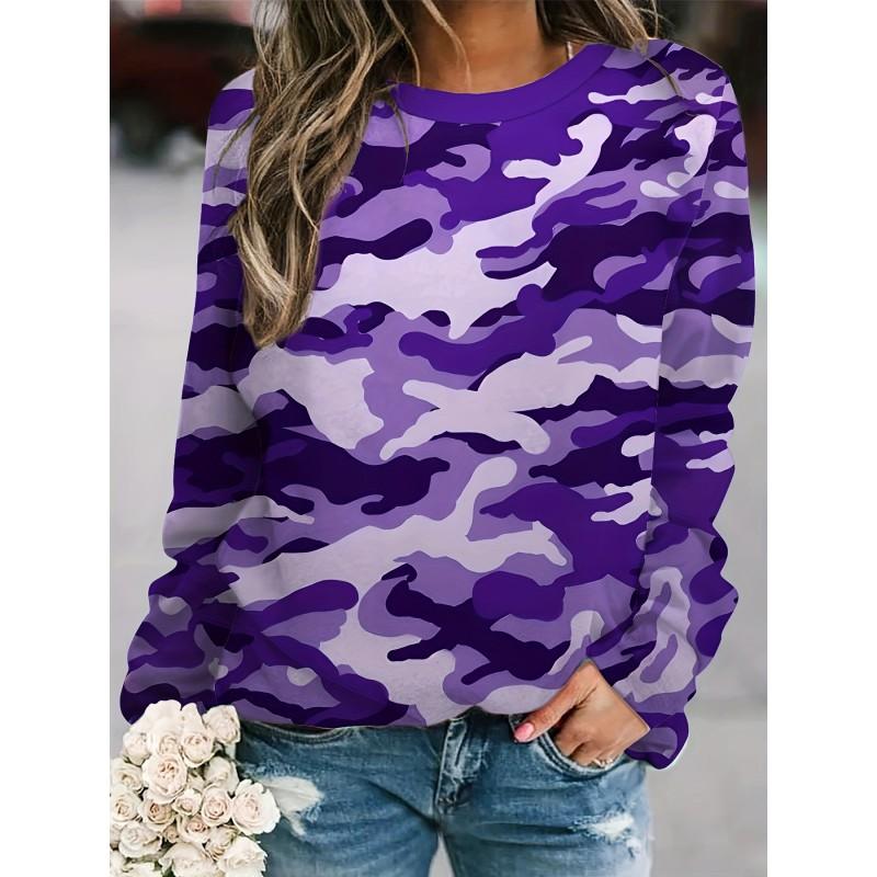 Womens Round Neck Pullover Sweatshirt With 3D Christmas Tree Print Casual Comfort Fit 2025