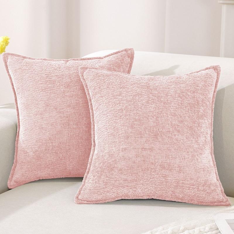Large Size Thickened Chenille Throw Pillow Cover Removable Washable Solid Color Sofa Square Waist Cushion Case Home Decoration