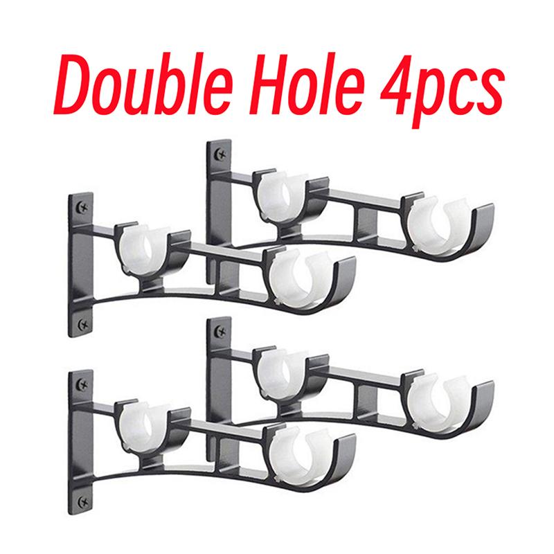 4Pcs Aluminum Alloy Double Curtain Rod Bracket Holder Set Hanging Curtain Bracket Window Track Holder For Bedroom And Home Use