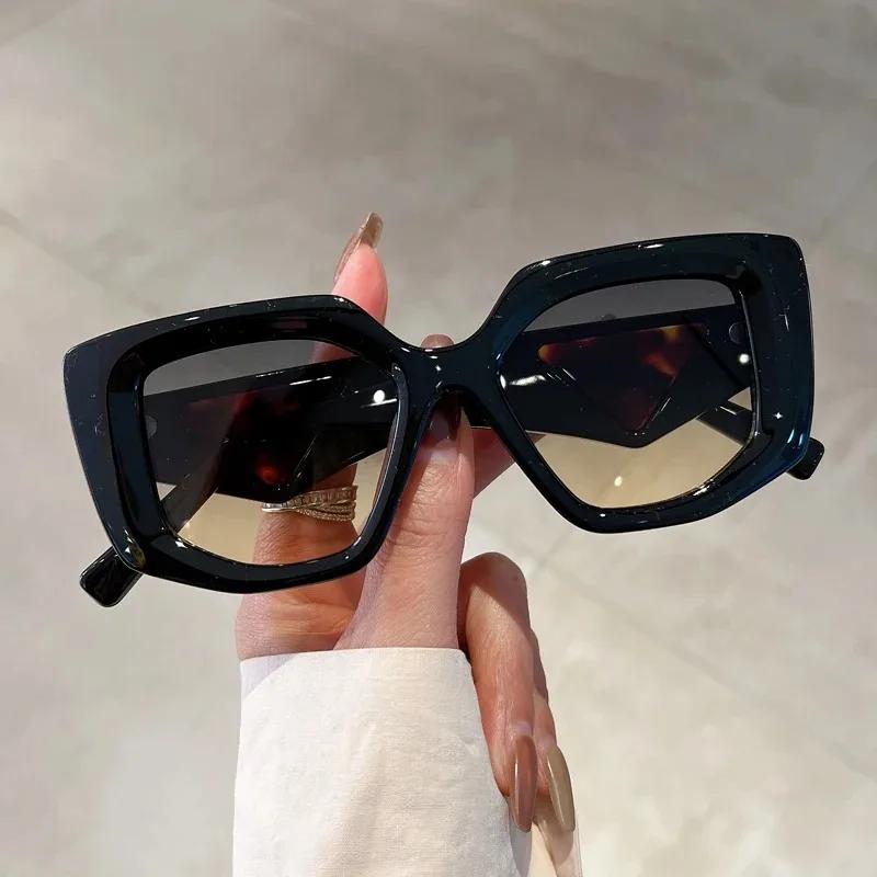 Vintage Brand Designer Polygon Sunglasses Women For Men Luxury Fashion Sun Glasses Trendy Punk Ladies Orange Big Shades