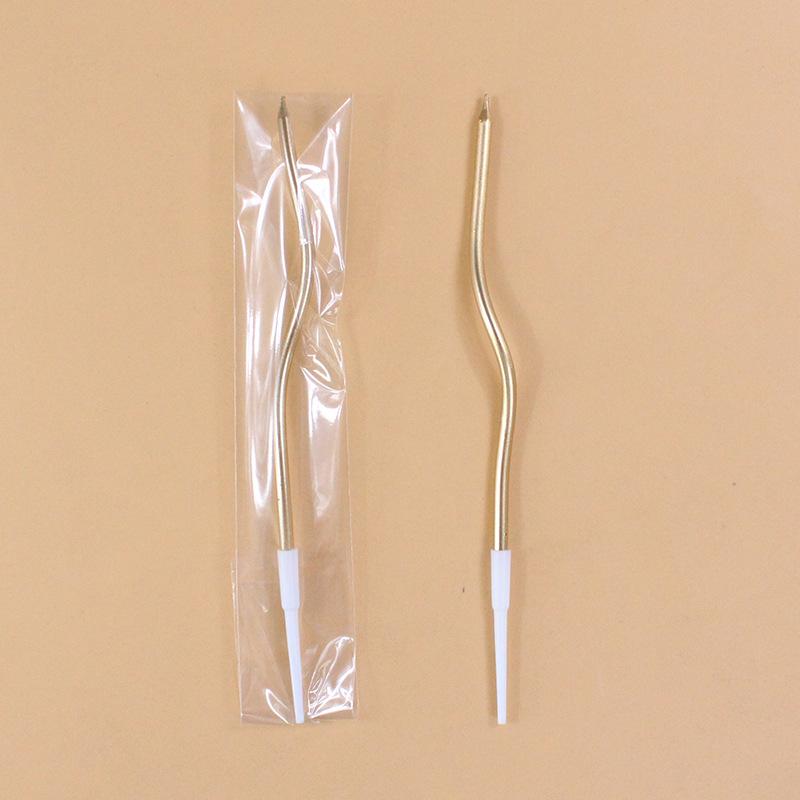 Single Slender Spiral Candle Colorful Gold and Silver Birthday Party Decoration Twist Curved Cake Candle