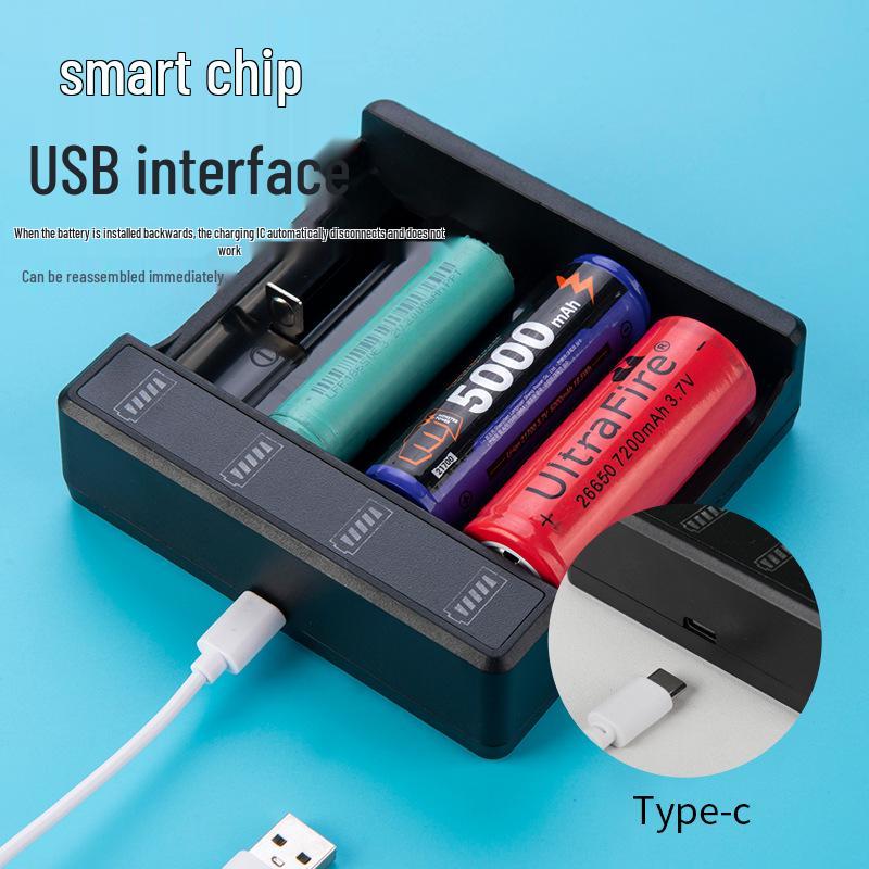 Smart Fast Charger for 18650 & 21700 Lithium Batteries with Multi-Slot and Indicator Light
