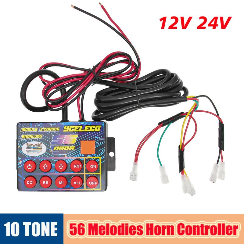 12V 24V Car Electronic Horn Controller 25 Tone 56 Tone Musical Controller Motorcycle Fit Car Truck Train Horn Sound Control Unit