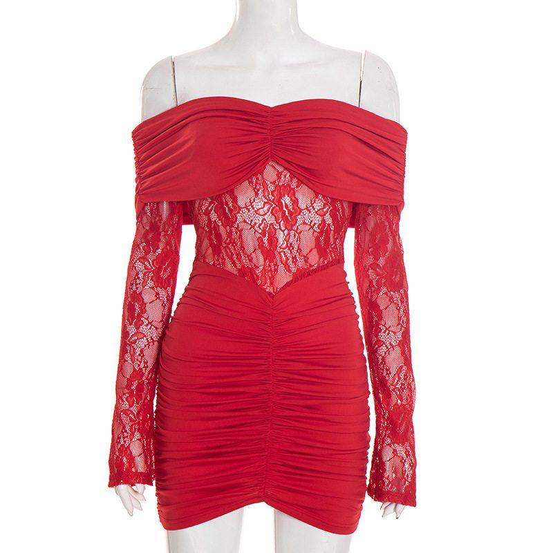 Sexy Off Shoulder Strapless Lace Dress