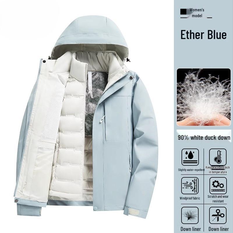 Women's 2024 Three-in-One Winter Hiking Windbreaker: Thickened, Warm, and Windproof Outdoor Jacket