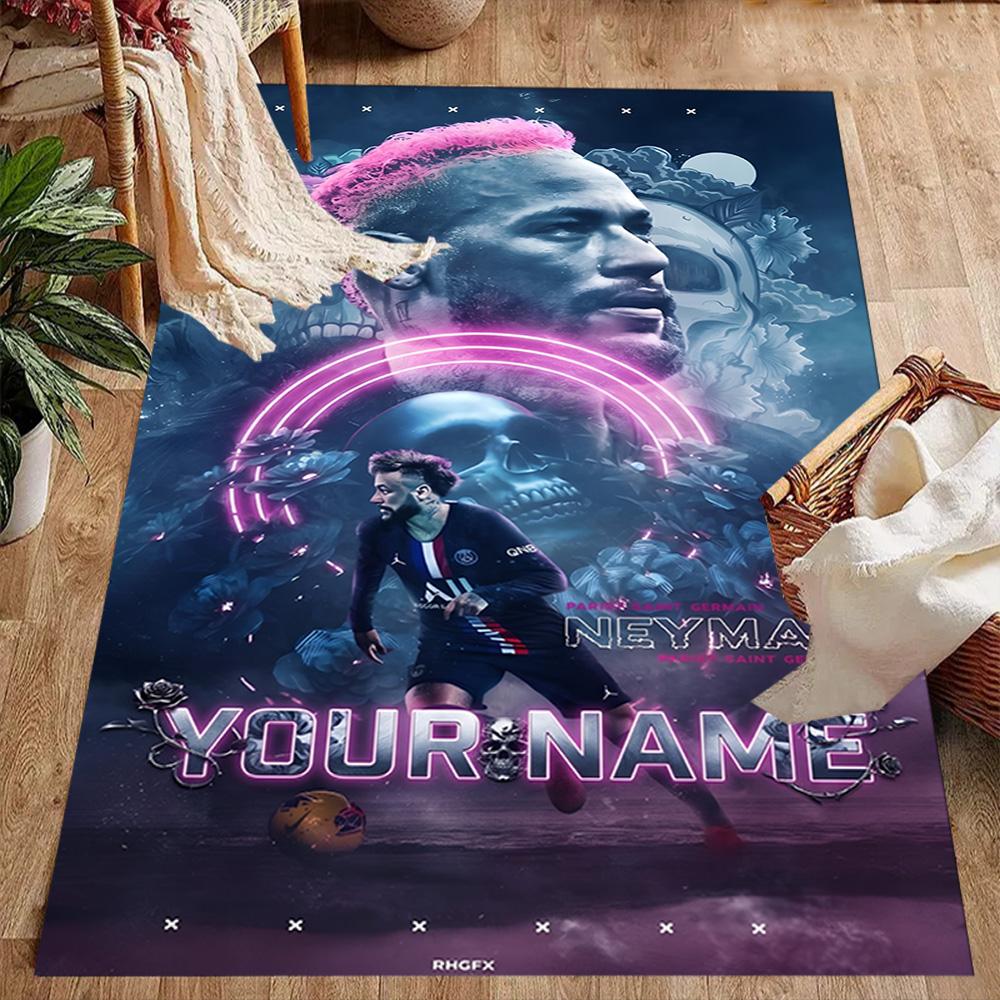 Neymar Träume Fußballlegende Personalisierbarer Namensbereich Teppich Design für Wohnheim Küche Esszimmer im Freien Rutschfester Teppich Büros Dekorieren