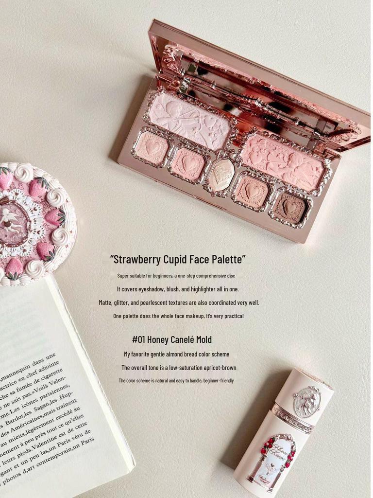 Flower Knows Strawberry Cupid Lip Cream & Blush, Eyeshadow, Perfume Handheld Mirror, and Balm Gift Set