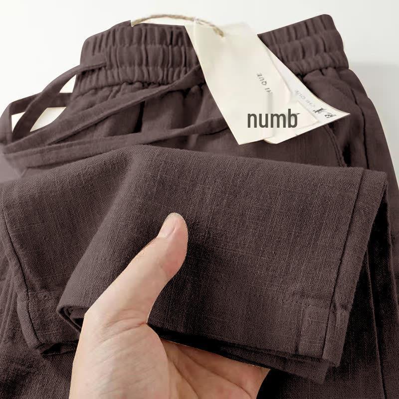 Men s Cotton Linen Wide-Leg Breathable Summer Pants - Casual Chinese Style 4XL