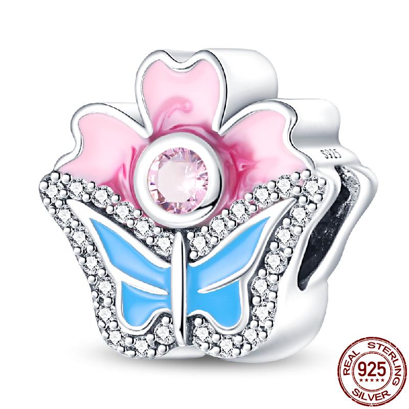 Genuine Copper Butterfly Zircon Series Pendant Jewelry Piece Fit 3Mm Pan Bracelet DIY Style Charm For Women Jewelry Stylish Gift