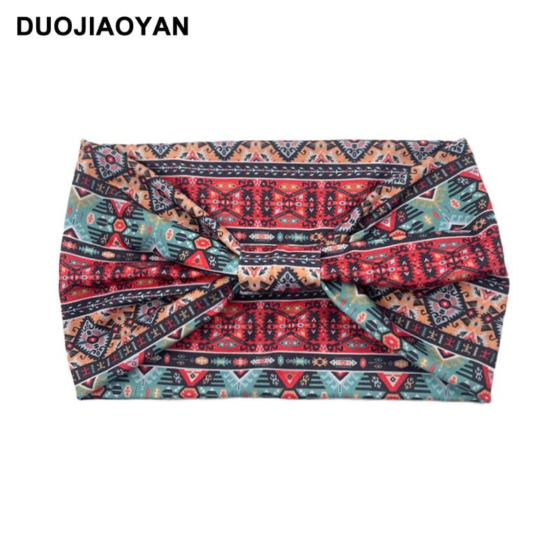 Knot Headband, Color Blocked Pattern Printed Sports Headband, Fashionable Polka Dot Wide Edge Elastic Headband